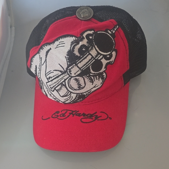 Ed Hardy Other - Ed Hardy Red and Black Graphic Cap